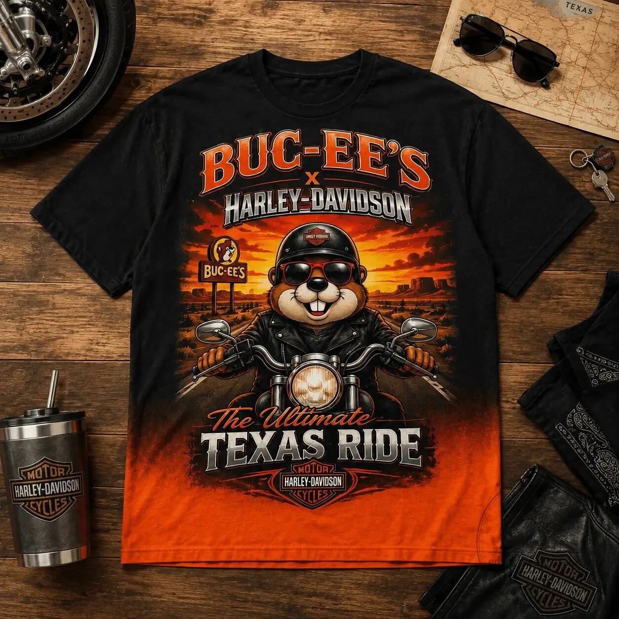 Buc-ee's Harley-Davidson The Ultimate Texas Ride Biker T-Shirt 8 Buc-ee