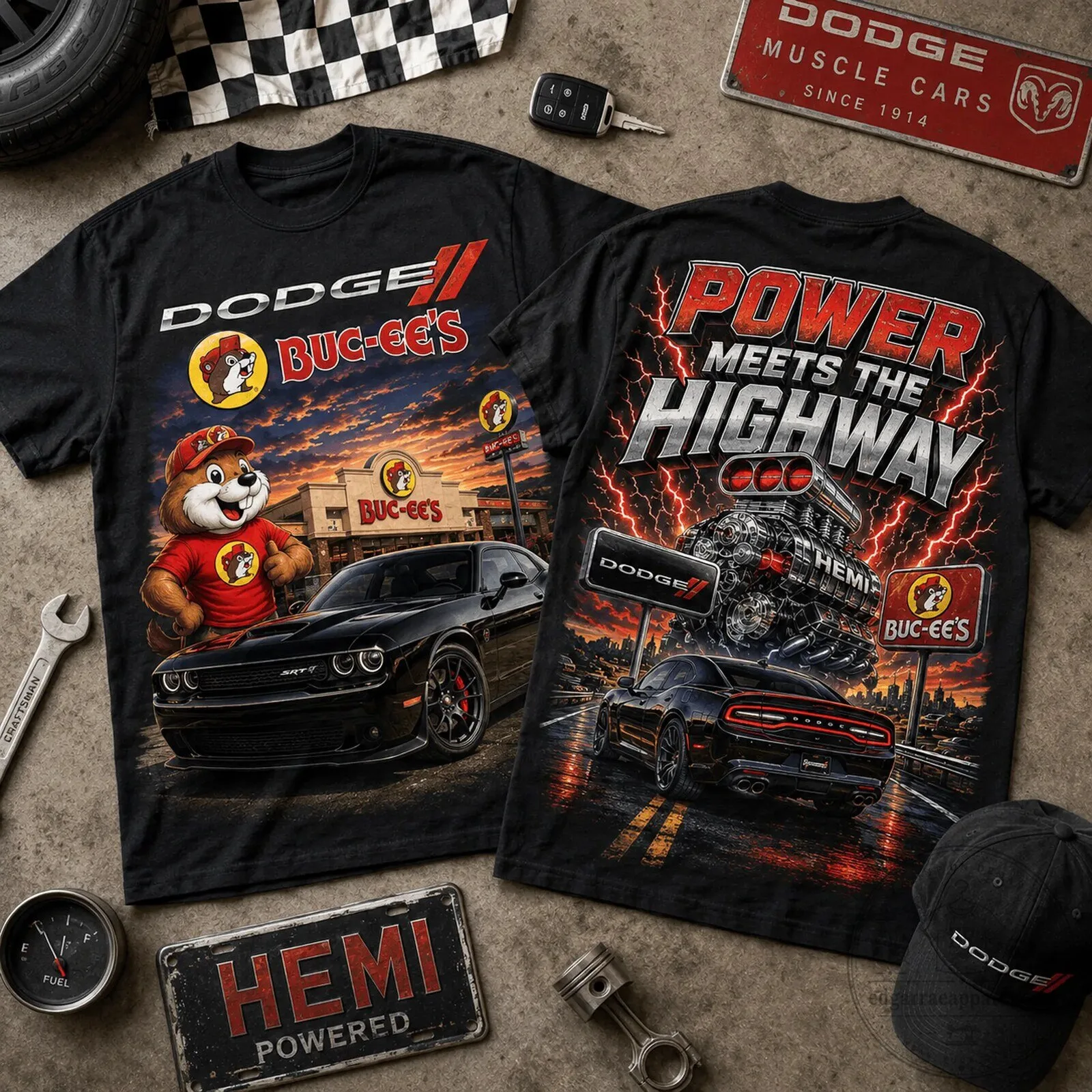 Dodge Hemi Power Meets The Highway Buc-ee's Graphic T-Shirt 10 Dodge Hemi Power Meets The Highway Buc-ee