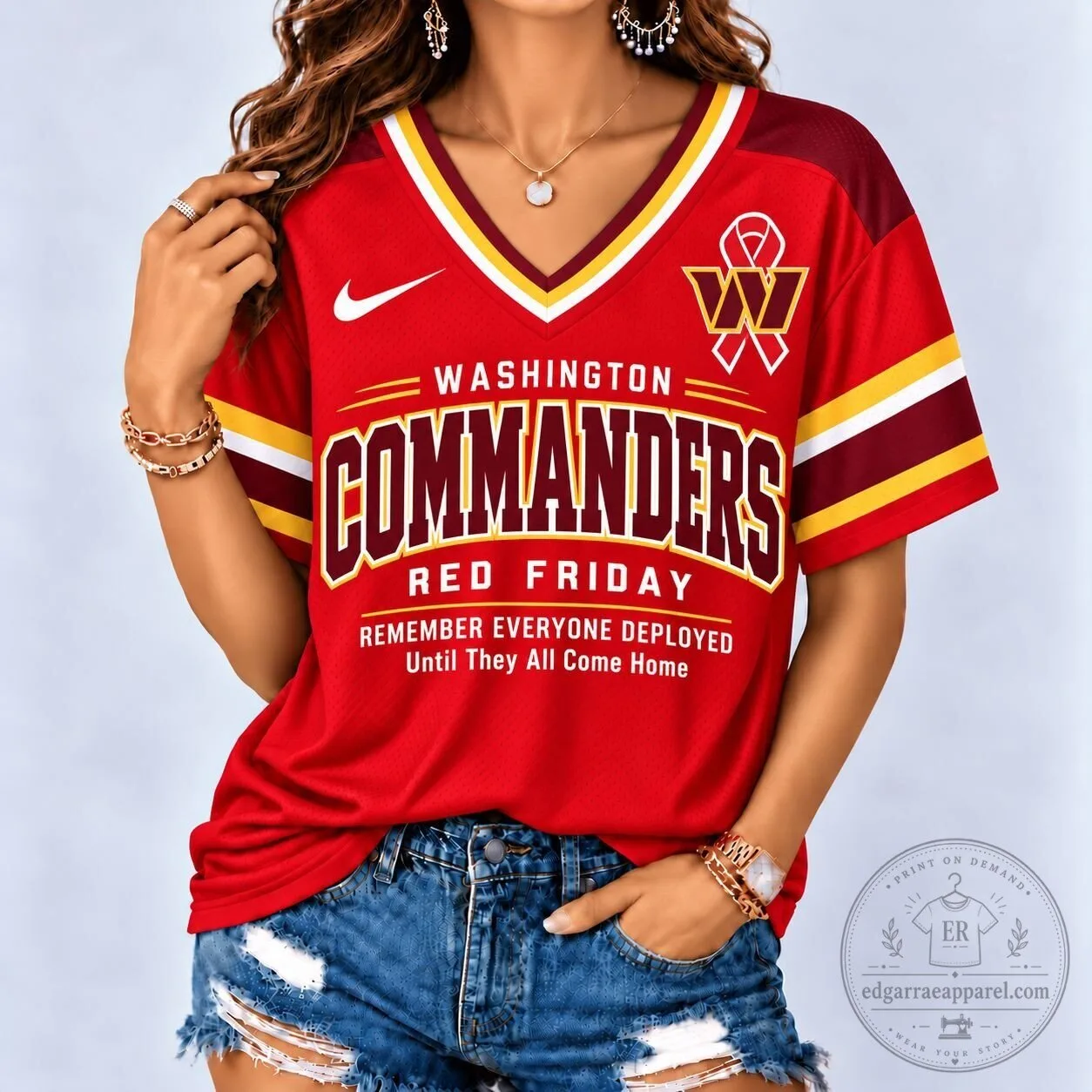 Washington Commanders Red Friday Remember Everyone Deployed Jersey