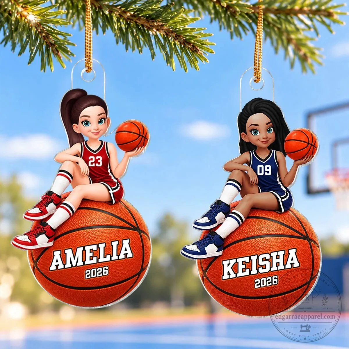 Personalized Basketball Player Girl Christmas Ornament - Custom Name & Year Gift
