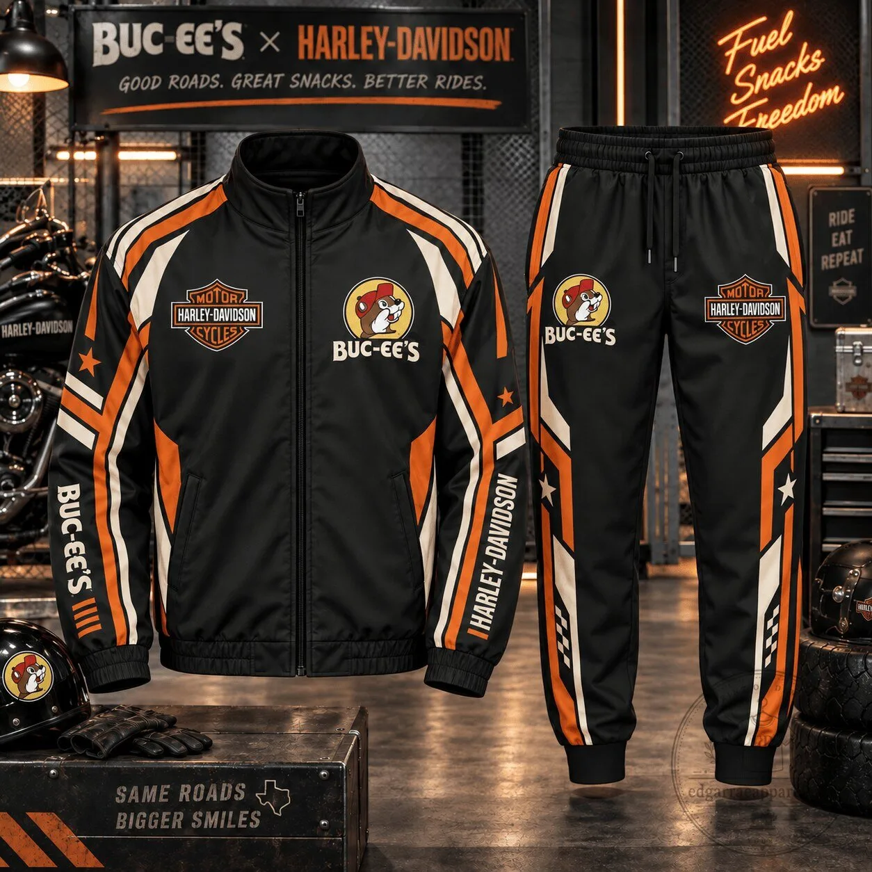 Buc-ee's Harley-Davidson Motorcycle Full Zip Jacket and Jogger Pants Set