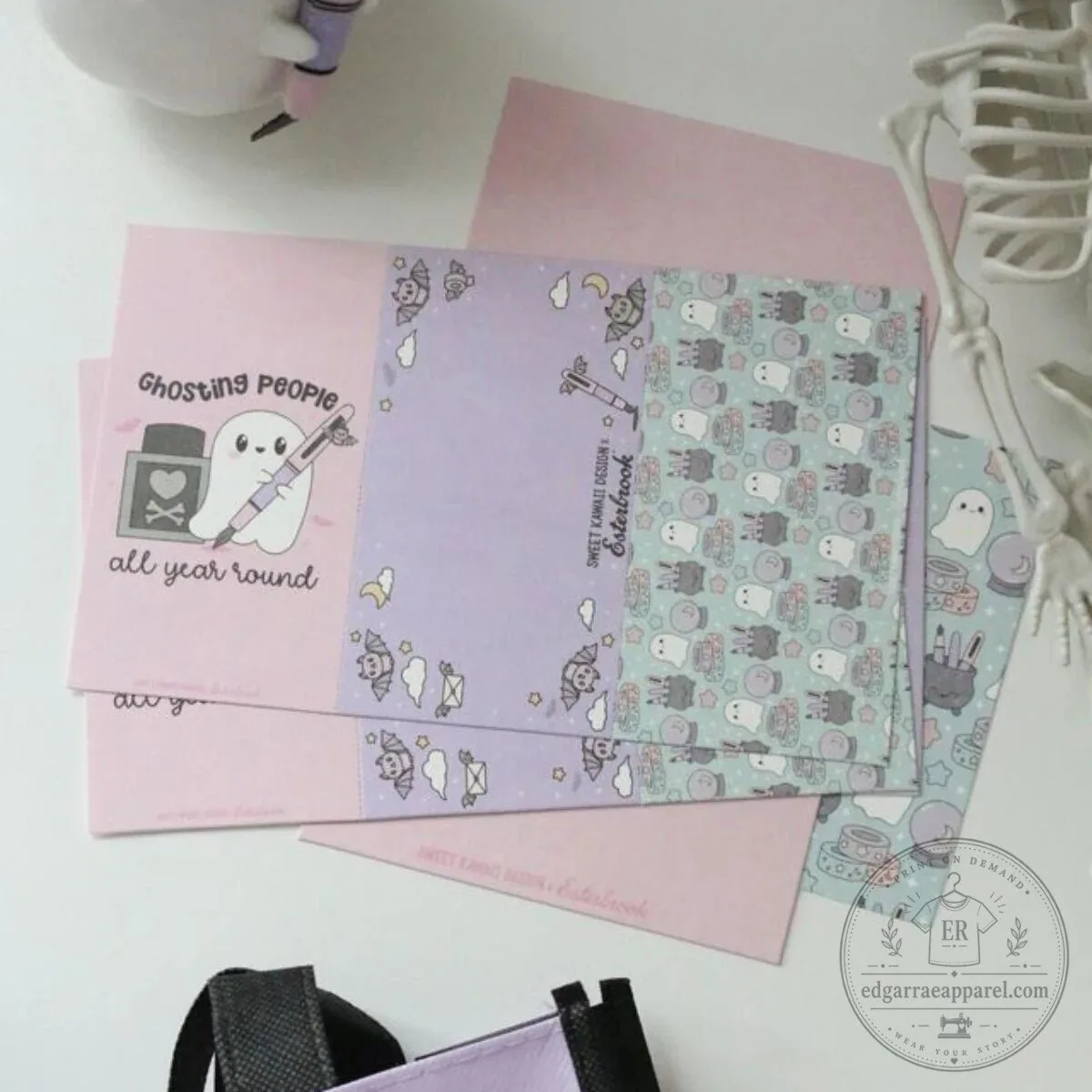 Pastel Halloween Ghosting People All Year Round Blotter Paper Set
