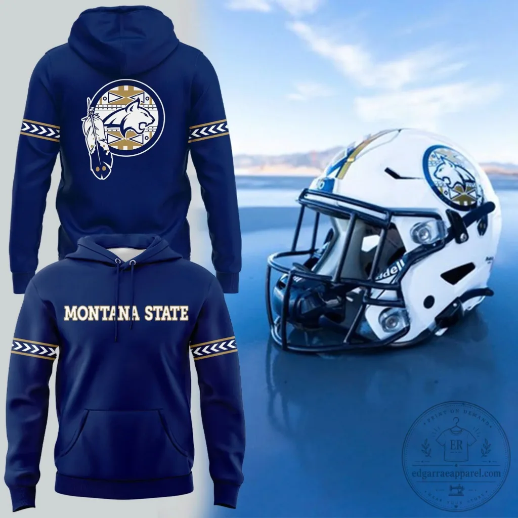 Blue Hoodie for Native American Heritage Month - Montana State Bobcats Blue Hoodie for Native American Heritage Month - Montana State Bobcats