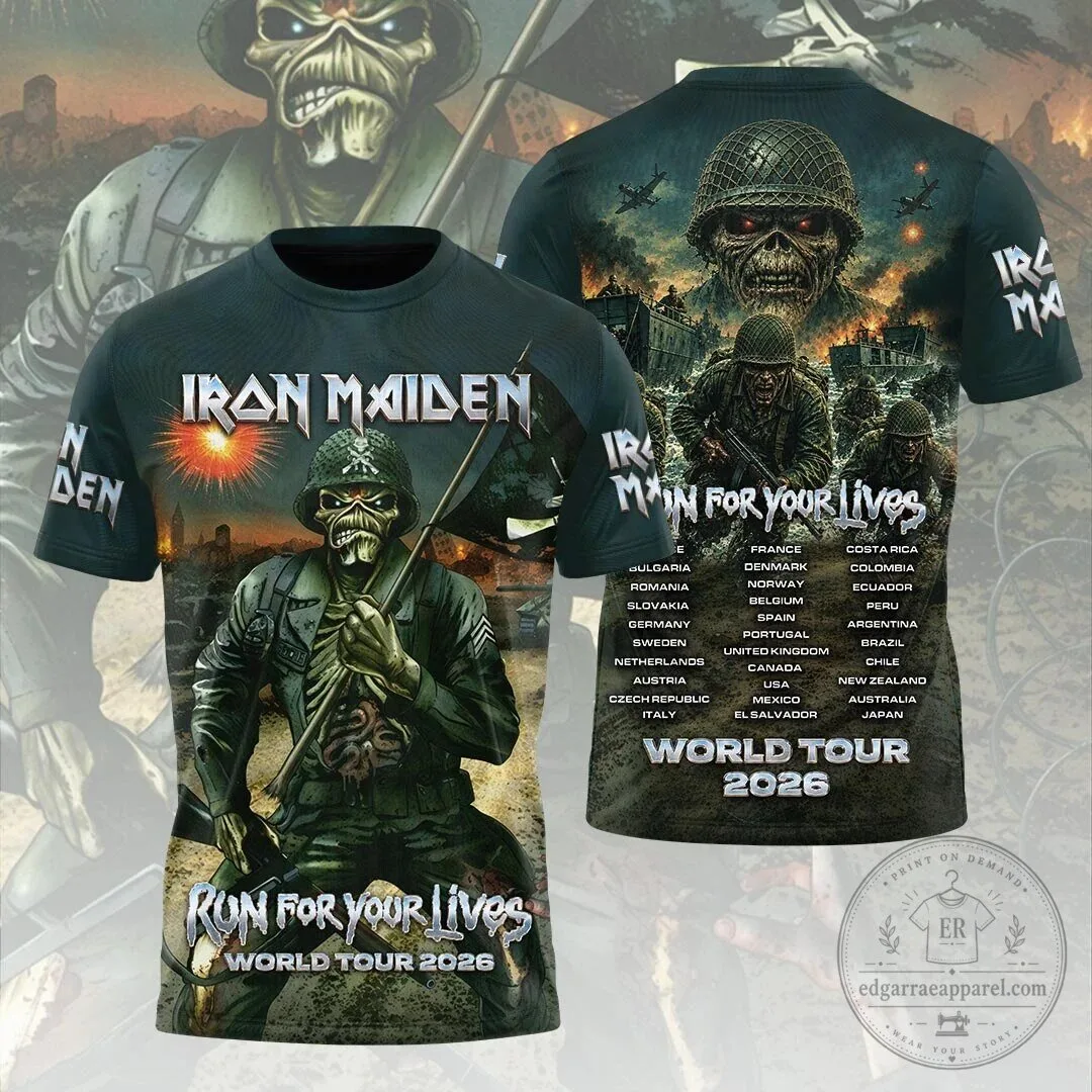 Graphic Tee Featuring Iron Maiden's Run For Your Lives World Tour 2026