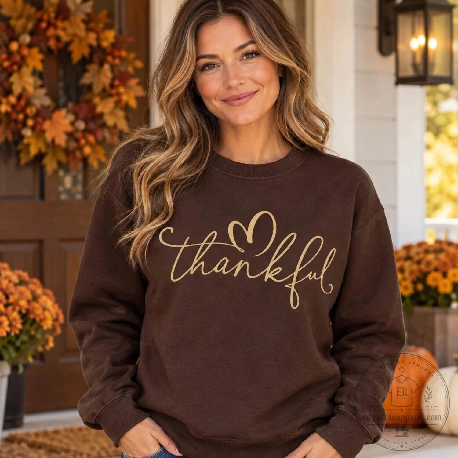 Thankful Script Heart Graphic Crewneck Cozy Fall Thanksgiving Sweatshirt 16 Thankful Script Heart Graphic Crewneck Cozy Fall Thanksgiving Sweatshirt
