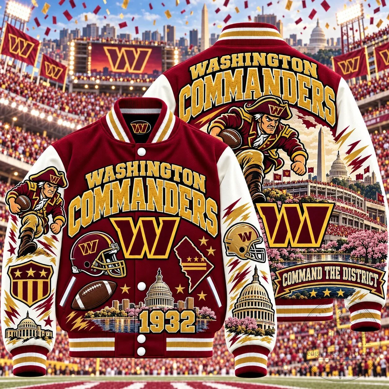 Washington Commanders Football Team American Cityscape Varsity Jacket