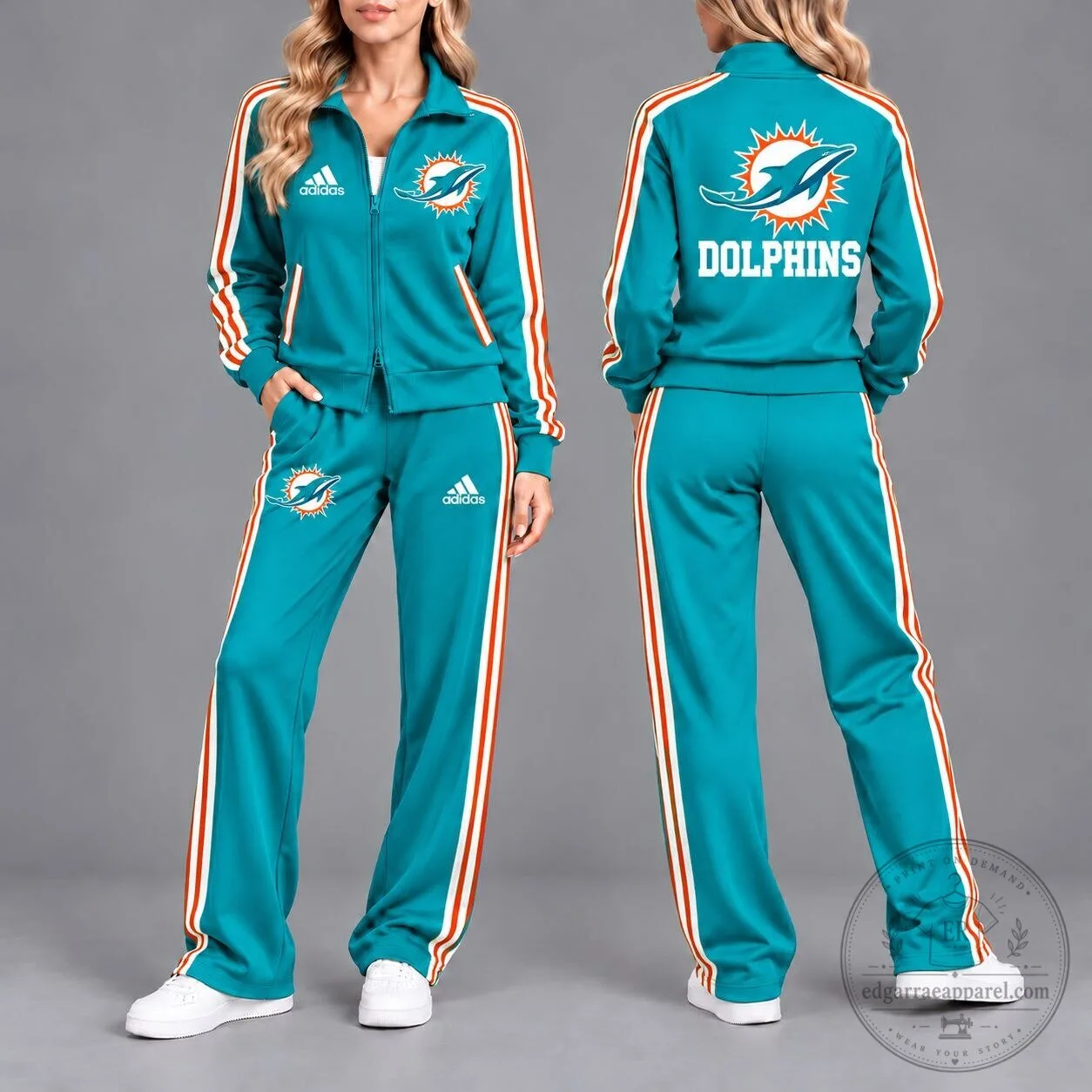 Miami Dolphins Adidas Full Zip Tracksuit Jacket and Pants Set