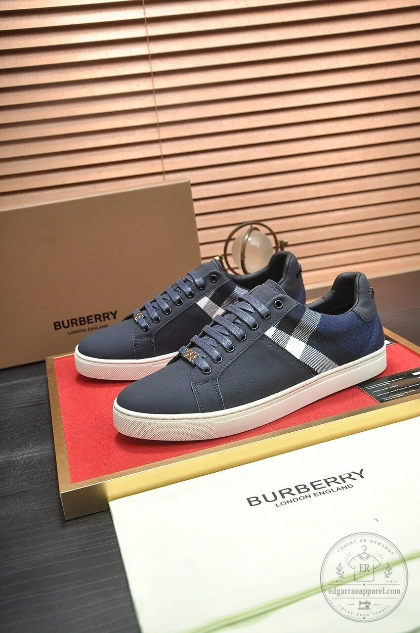 Burberry London England Checkered Pattern Casual Lace-Up Sneakers Shoes