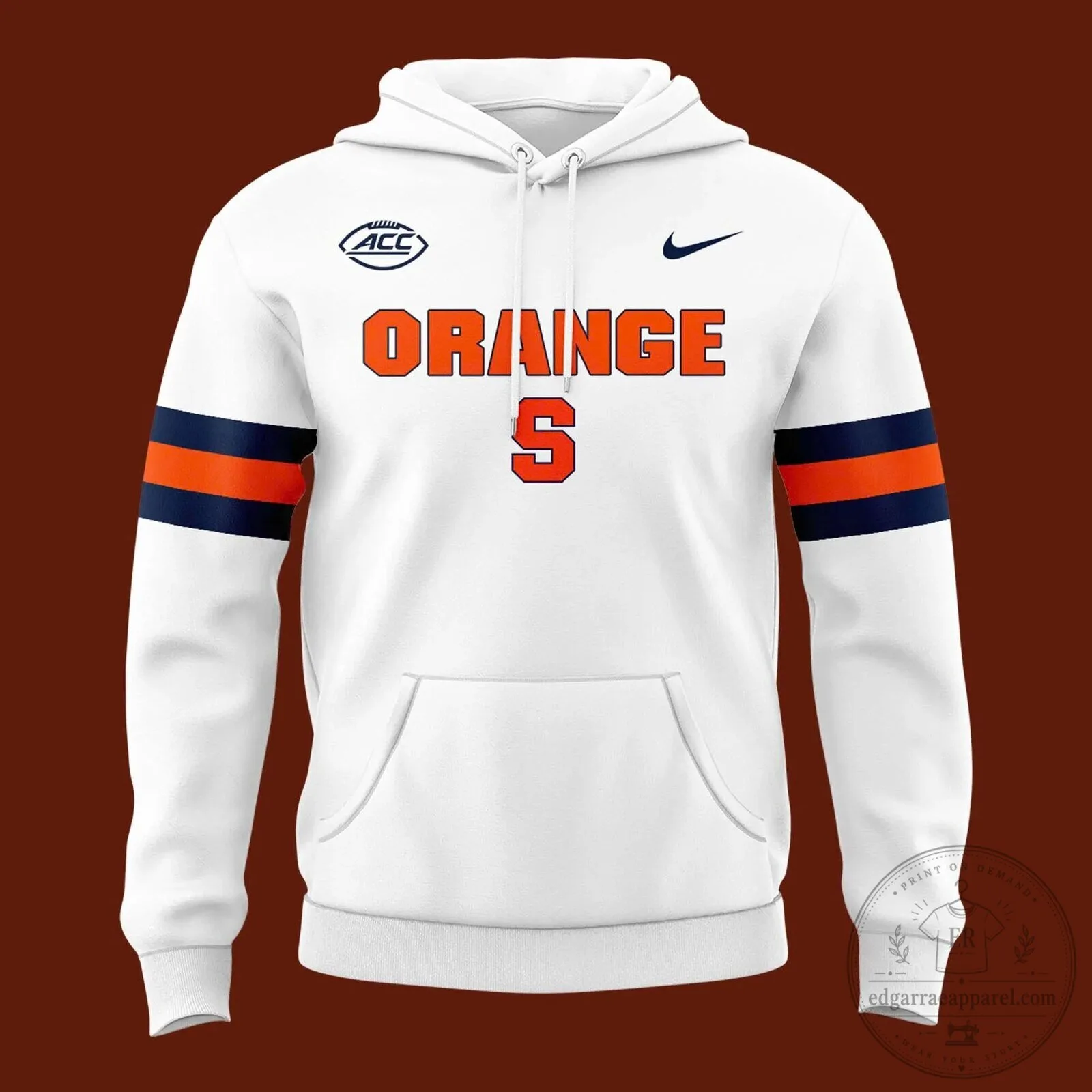 Syracuse Orange Football Otto The Orange Mascot White Striped Hoodie 6 Syracuse Orange Football Otto The Orange Mascot White Striped Hoodie