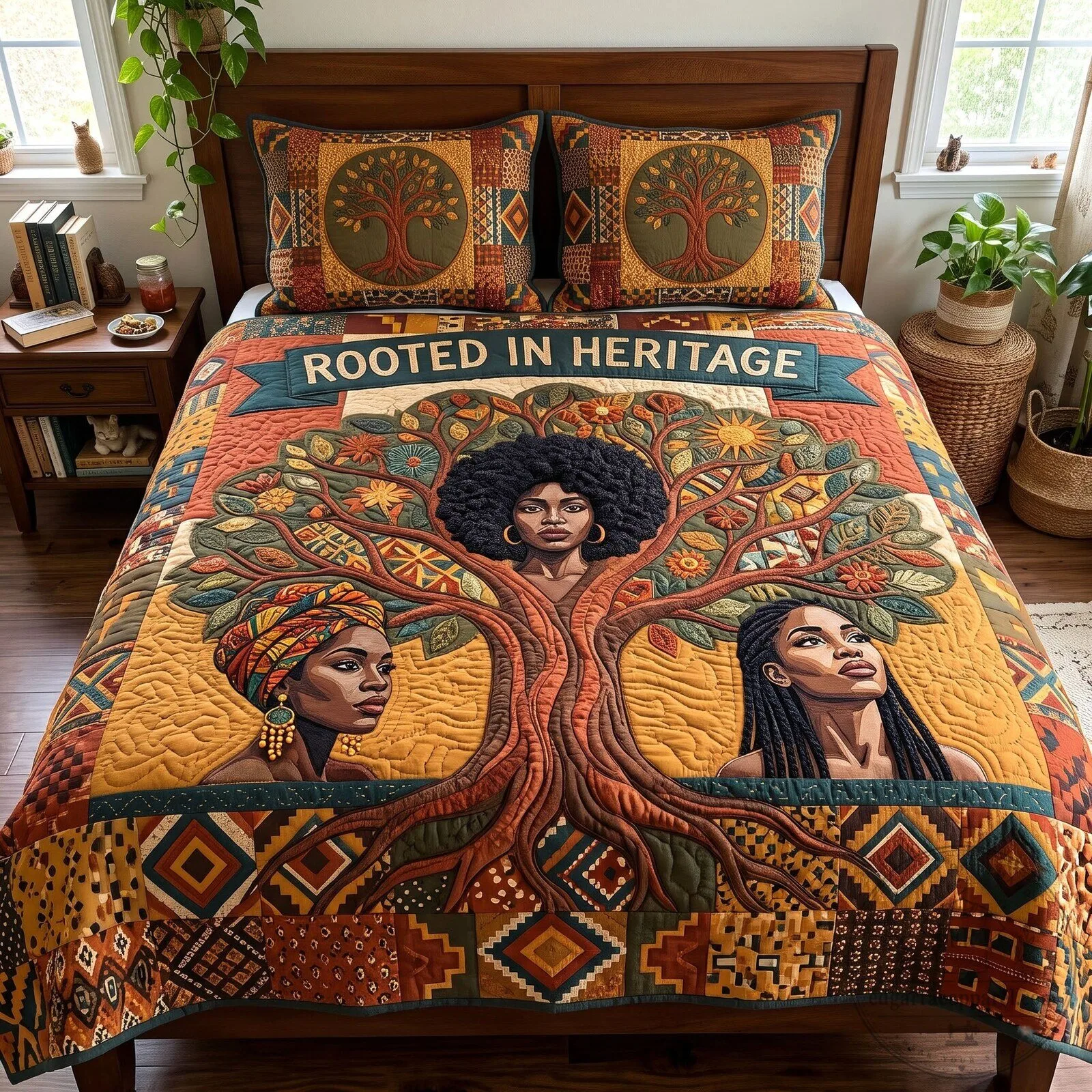 Rooted in Heritage Melanin Queen African American Quilted Bedding Set