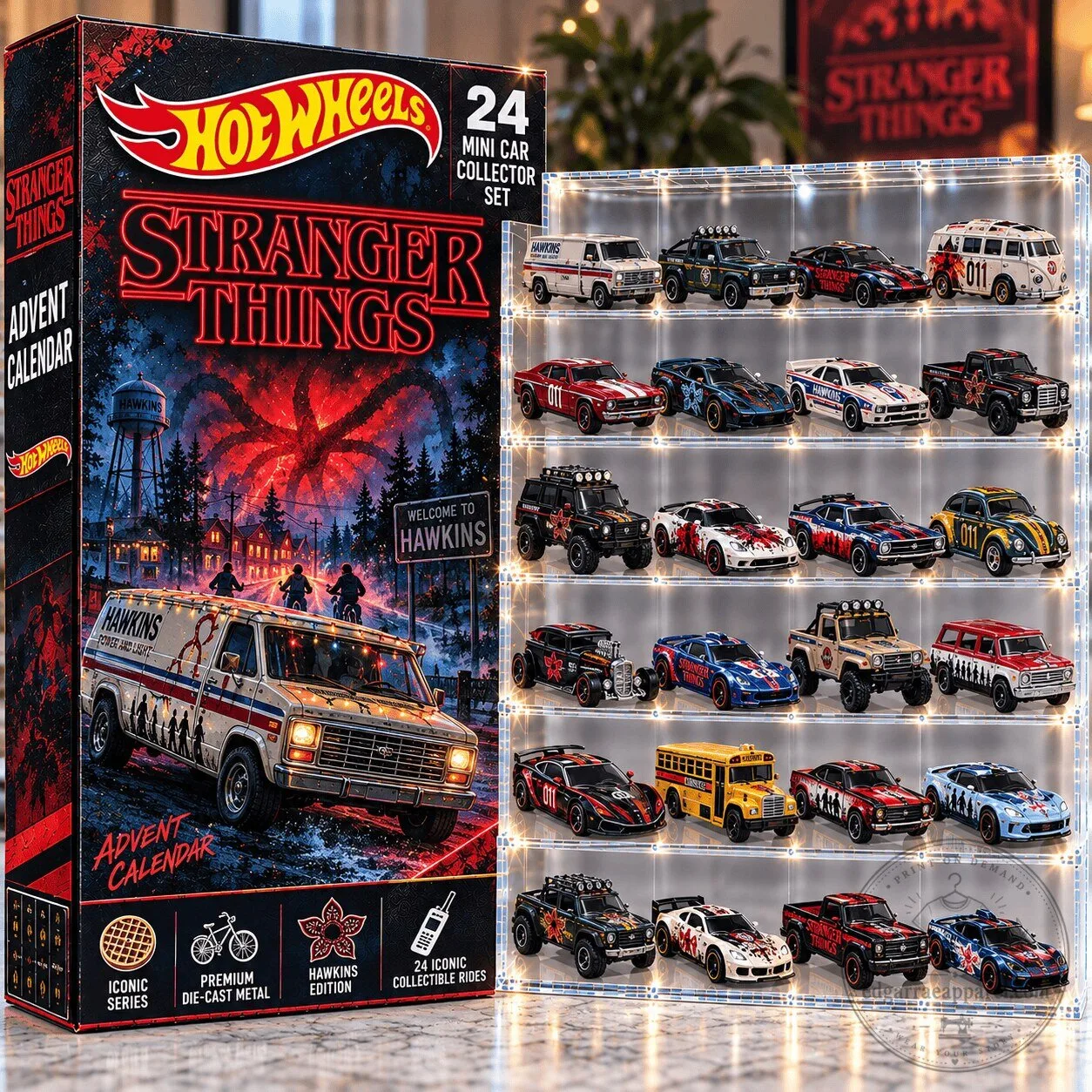 Stranger Things Hot Wheels 24 Mini Car Collector Set Advent Calendar 2D