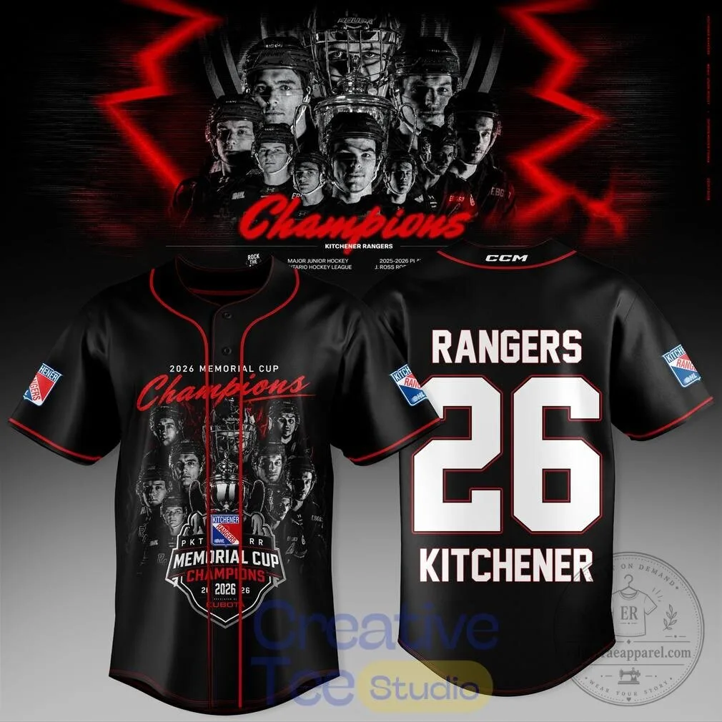 Kitchener Rangers 2026 Memorial Cup Champions Hockey Jersey 3 Kitchener Rangers 2026 Memorial Cup Champions Hockey Jersey