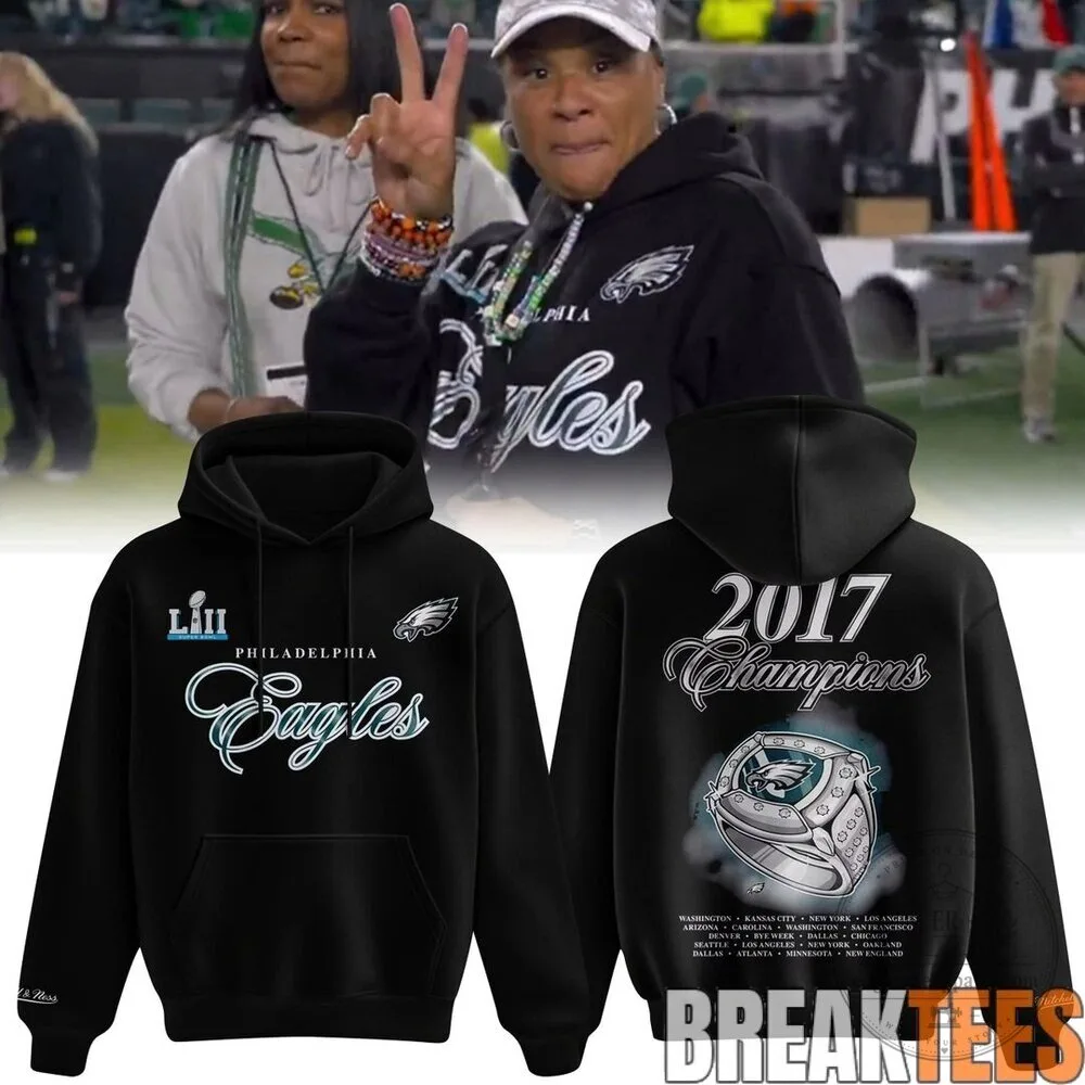 Philadelphia Eagles Super Bowl LII 2017 Champions Black Hoodie