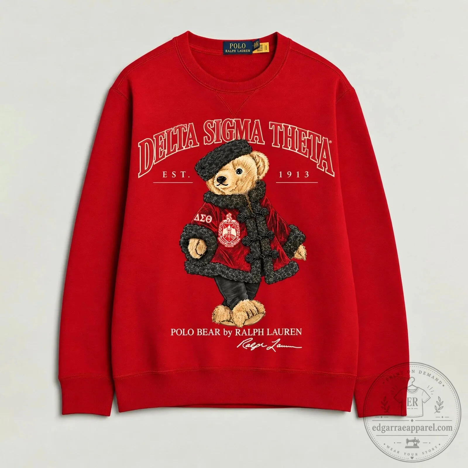 Delta Sigma Theta Polo Bear Ralph Lauren Red Crewneck Sweatshirt