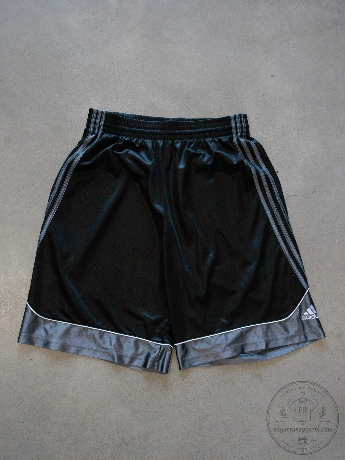 Adidas Black and Gray Striped Athletic Shorts for Men