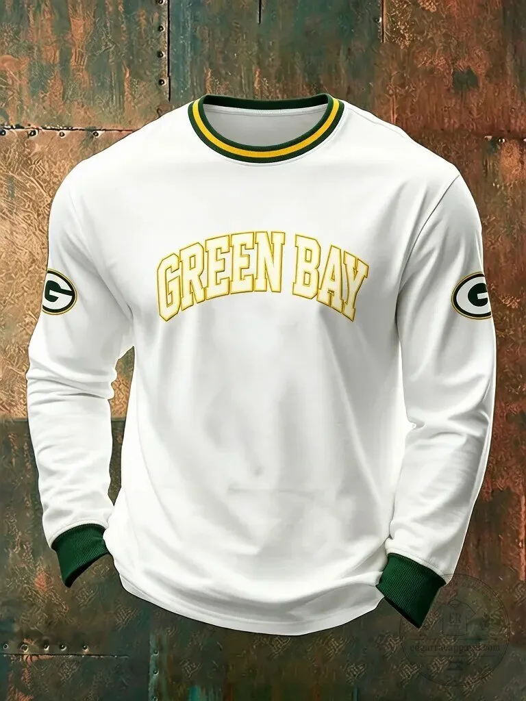 Green Bay Packers Retro Football Long Sleeve T-Shirt for Men