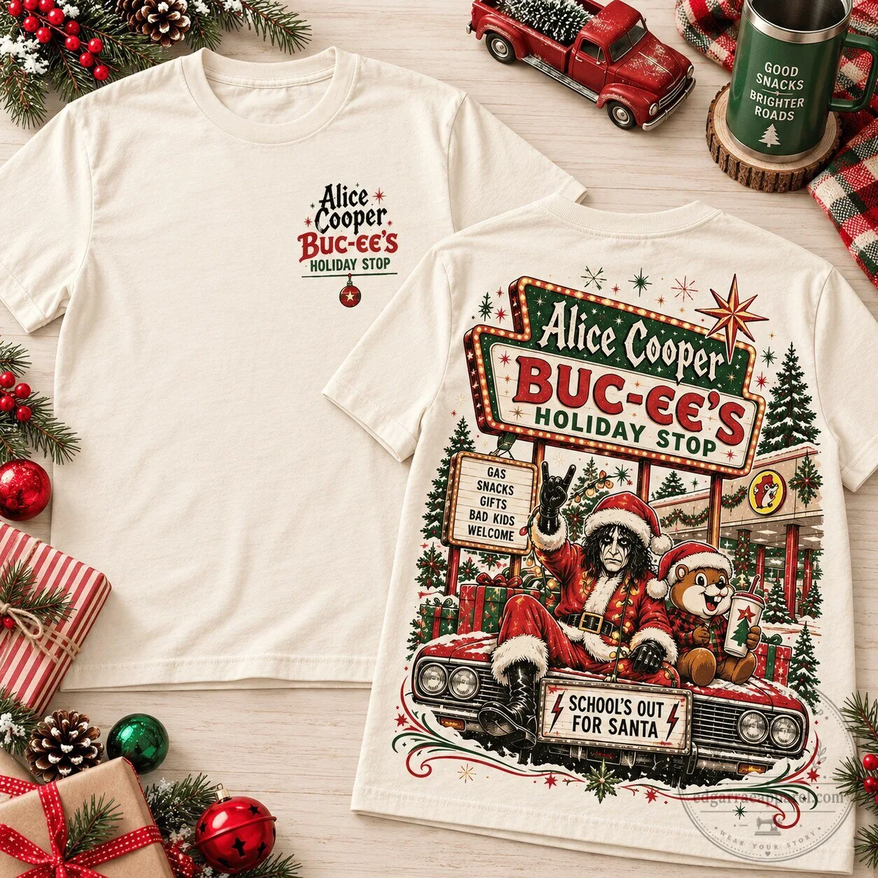Alice Cooper Buc-ee's Holiday Stop Christmas Rock and Roll T-Shirt
